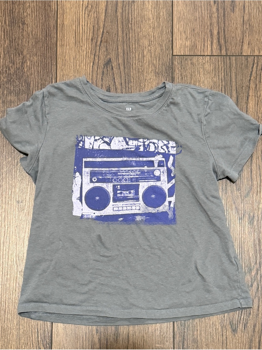 GAP Gray Tee with Blue Boombox Graphic Sz XL